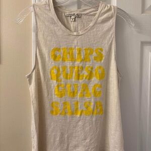 Express Cream Tank Top with Yellow Text